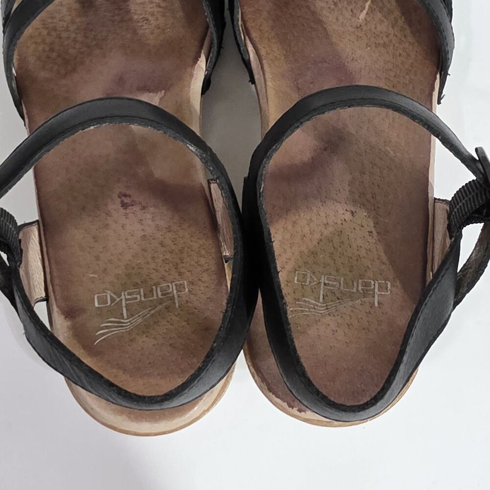 Dansko Wedge Ankle Straps Sandals Black Sz Eu 38 USA 8 - Picture 5 of 12